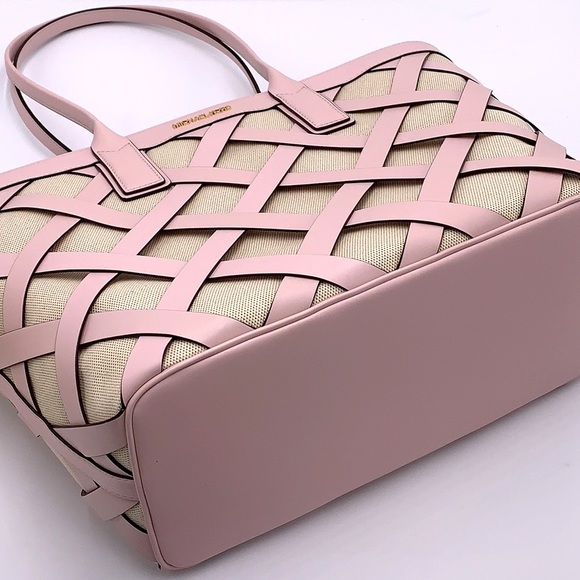 MICHAEL KORS SIENNA Large Tote Shoulder BAG In POWDER BLUSH Leather Canvas - Picture 6 of 16